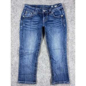 Miss‎ Me Jeans Signature Cuffed Capri Womens 26 Embellished Pockets Denim
